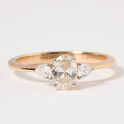 Oval Three Stone Diamond Ring