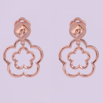 Double Flower Natural Diamond Drop Earrings