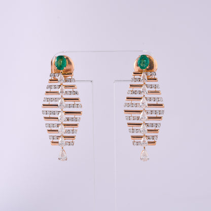 Emerald Pear Drop Diamond Earrings