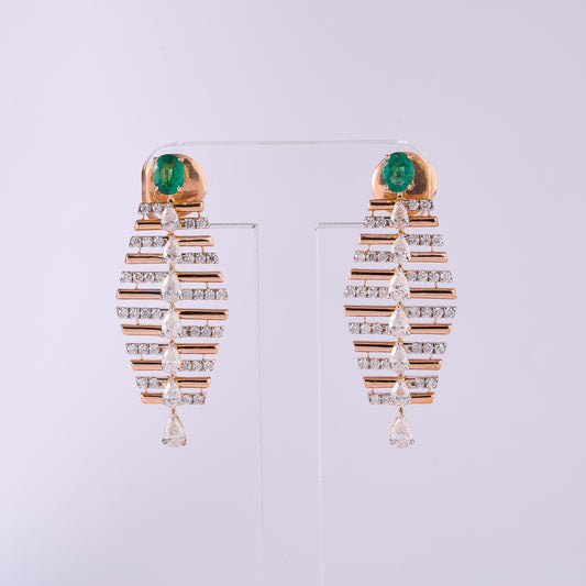 Emerald Pear Drop Diamond Earrings