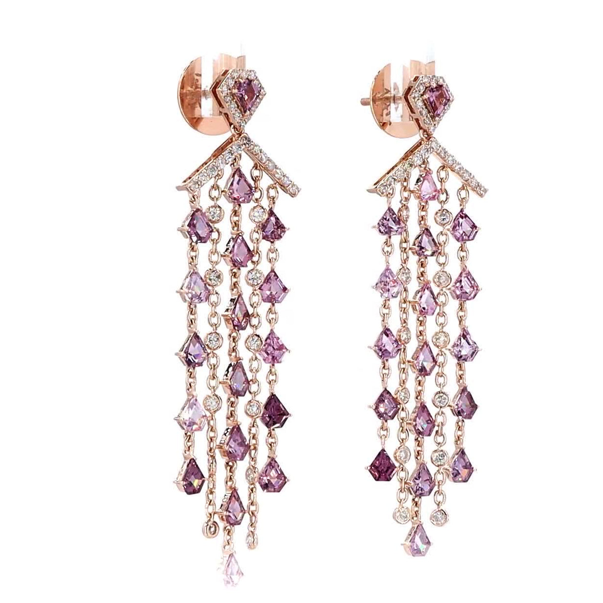 Spinel Diamond Tassel Earrings