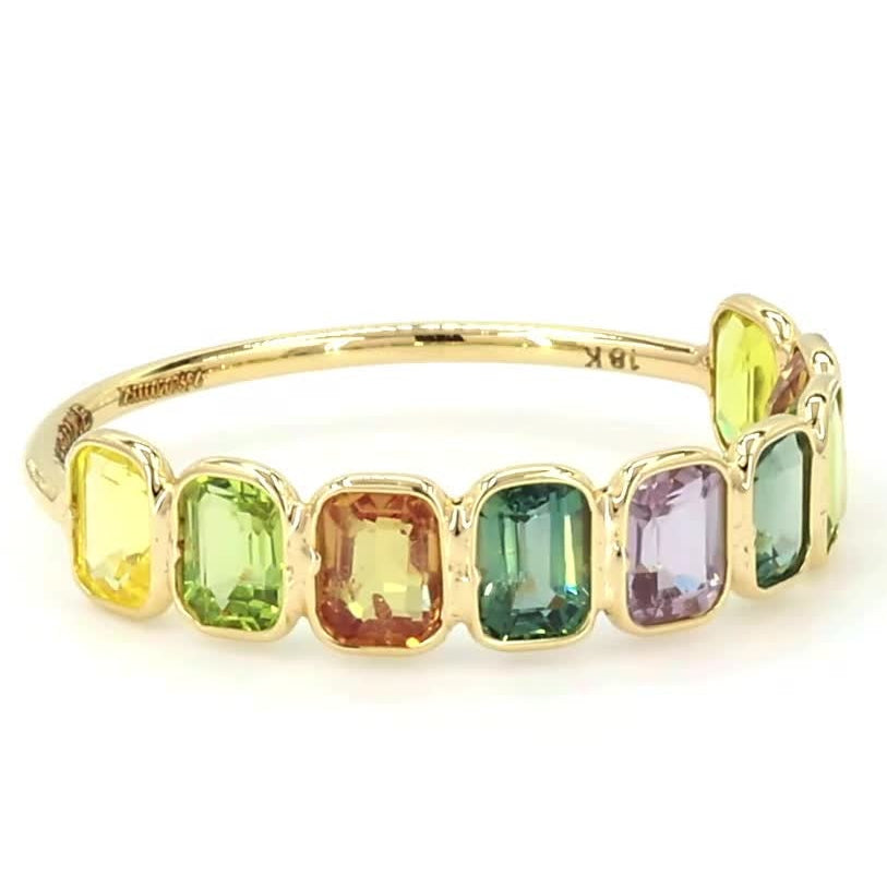 Multi Stone Emerald Cut Gemstone Ring