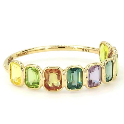Multi Stone Emerald Cut Gemstone Ring