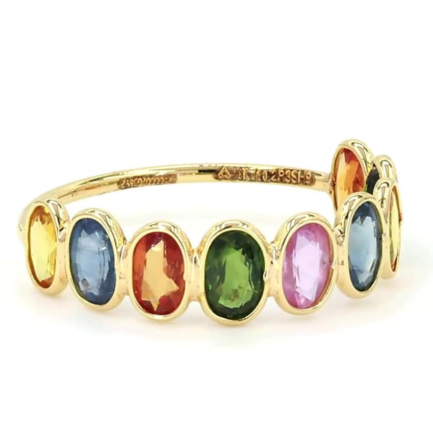 Multi Stone Emerald Cut Sapphire Gemstone Ring