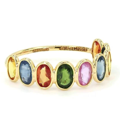 Multi Stone Emerald Cut Sapphire Gemstone Ring