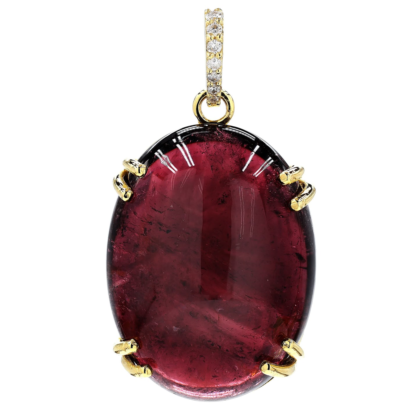 Oval Rubellite Cabochon Pendant
