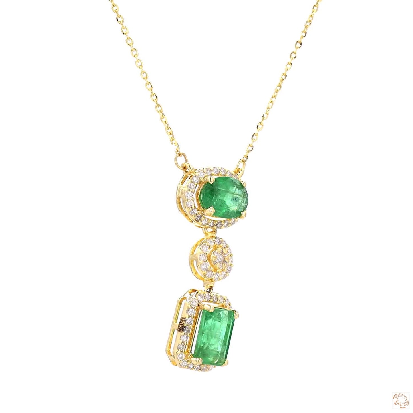 Emerald Drop Diamond Pendant Necklace