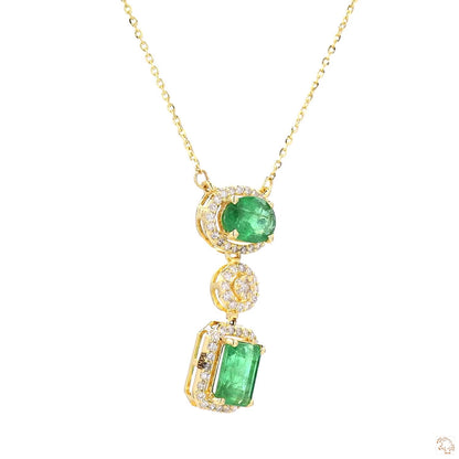 Emerald Drop Diamond Pendant Necklace