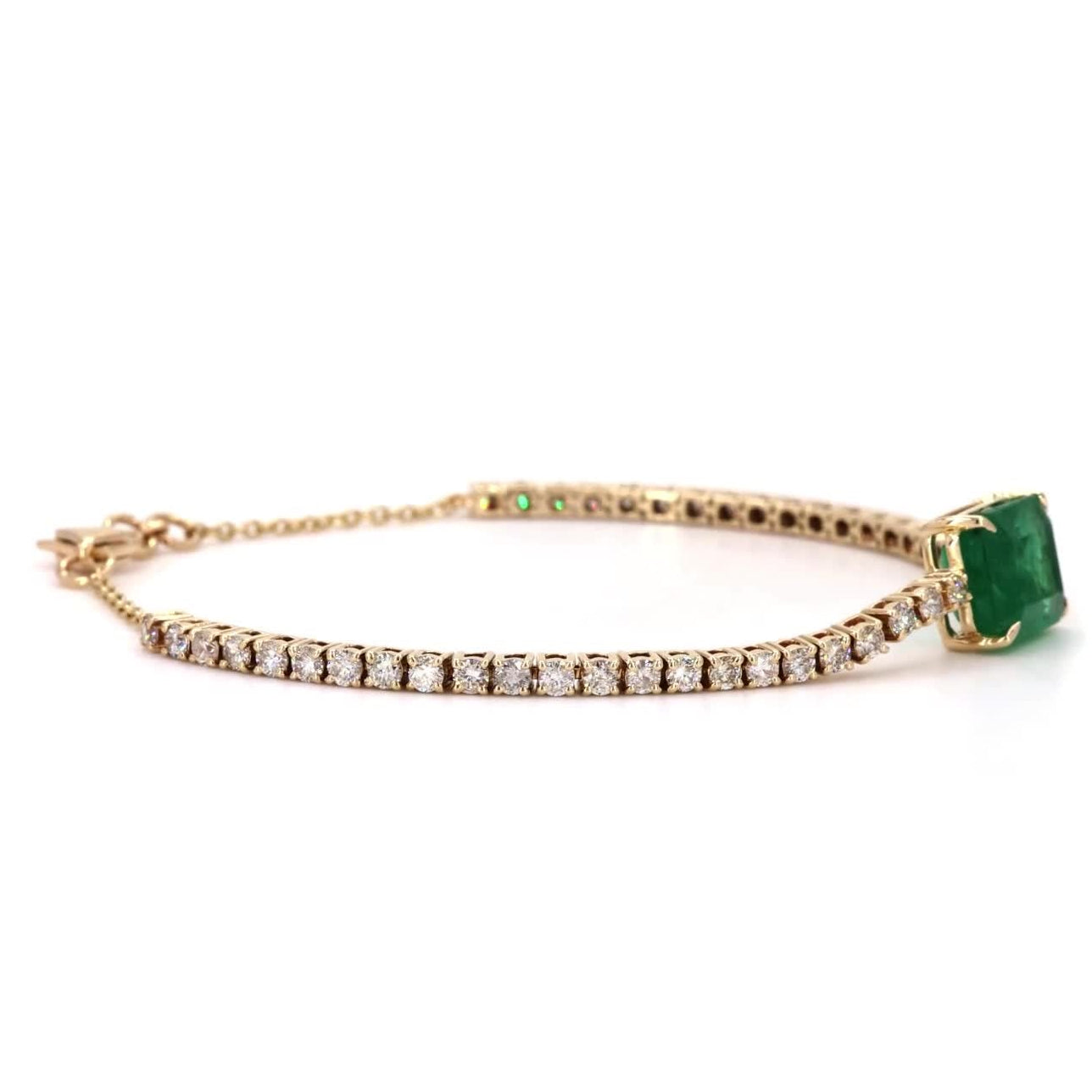 Emerald Diamond Tennis Chain Bracelet
