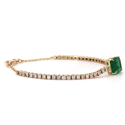 Emerald Diamond Tennis Chain Bracelet