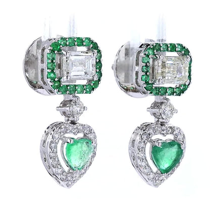 Emerald Heart Drop Earrings