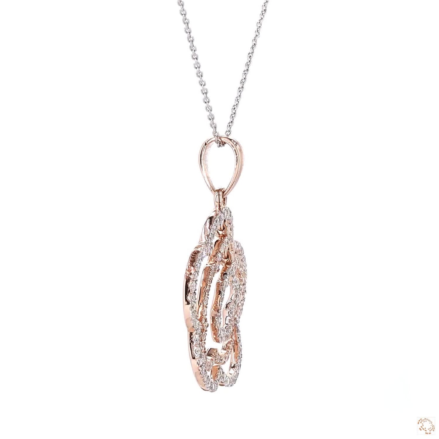Layered Floral Diamond Pendant Necklace
