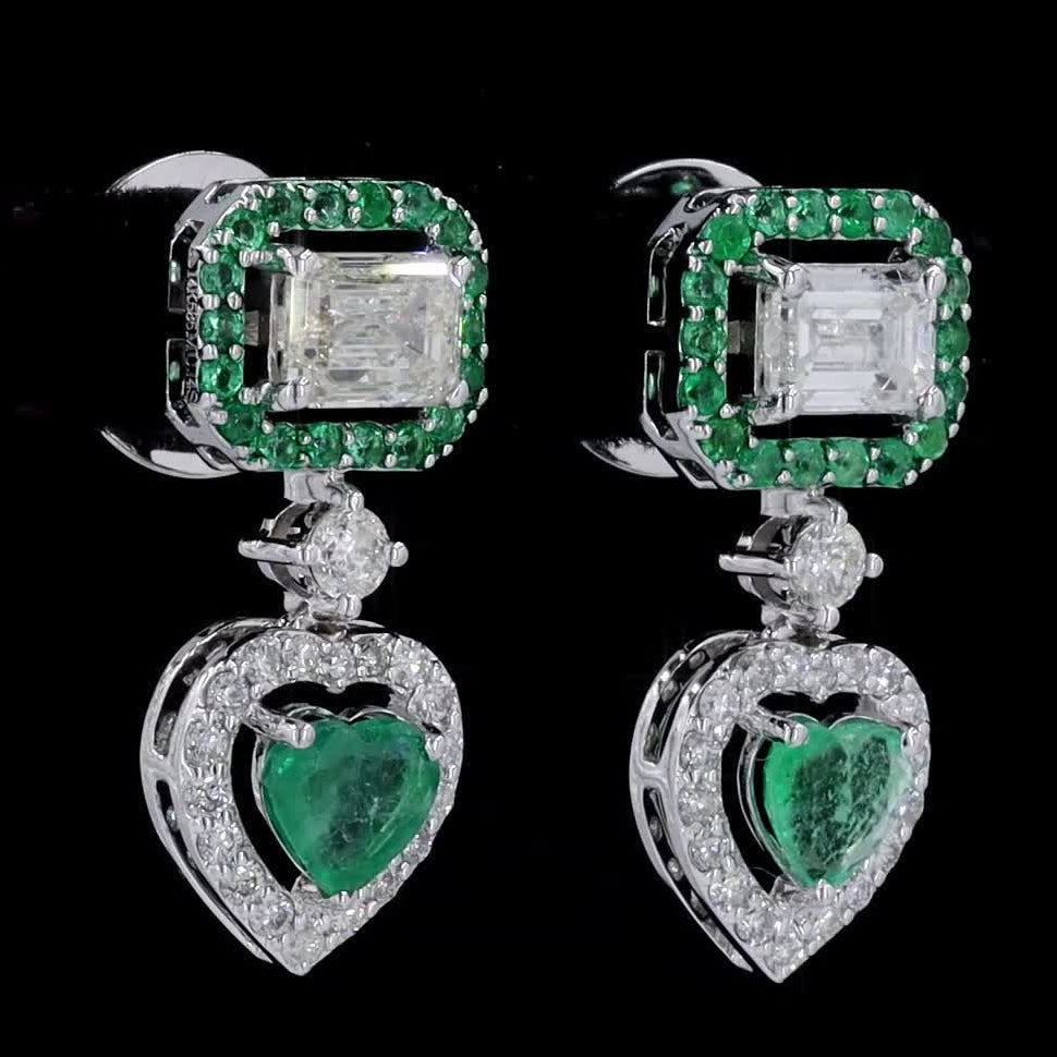 Emerald Heart Drop Earrings