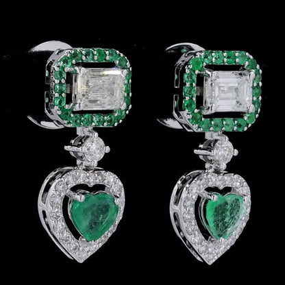 Emerald Heart Drop Earrings