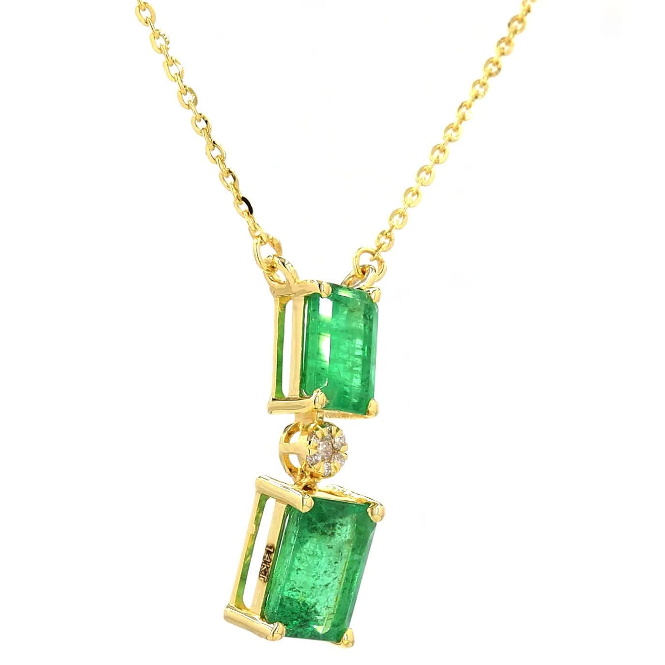 Emerald Drop Diamond Pendant Necklace