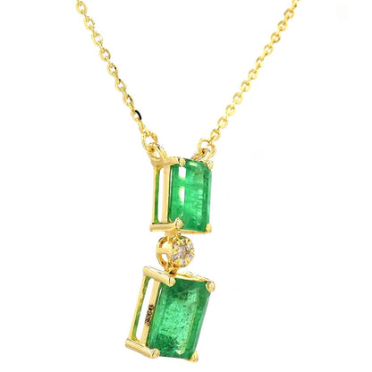 Emerald Drop Diamond Pendant Necklace