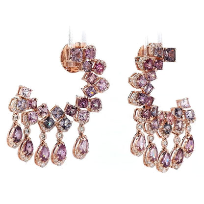 Pink Spinel Diamond Drop Earrings