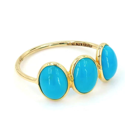 Three Stone Natural Turquoise Ring