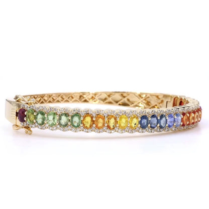 Rainbow Sapphire Diamond Bangle