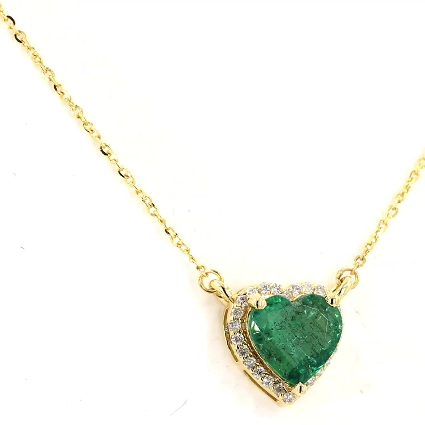 Heart Emerald Halo Diamond Necklace