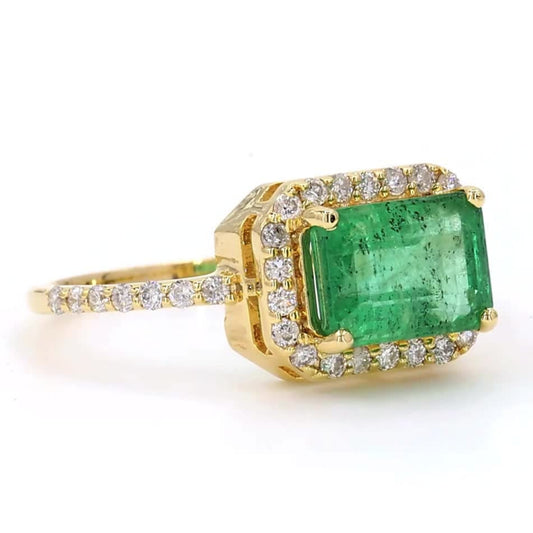 Emerald Cut Emerald Halo Ring