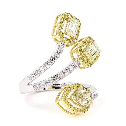 Multi Stone Spiral Natural Yellow Diamond Wrap Ring