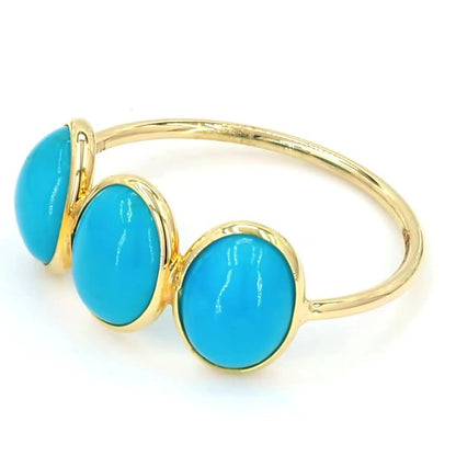 Three Stone Natural Turquoise Ring