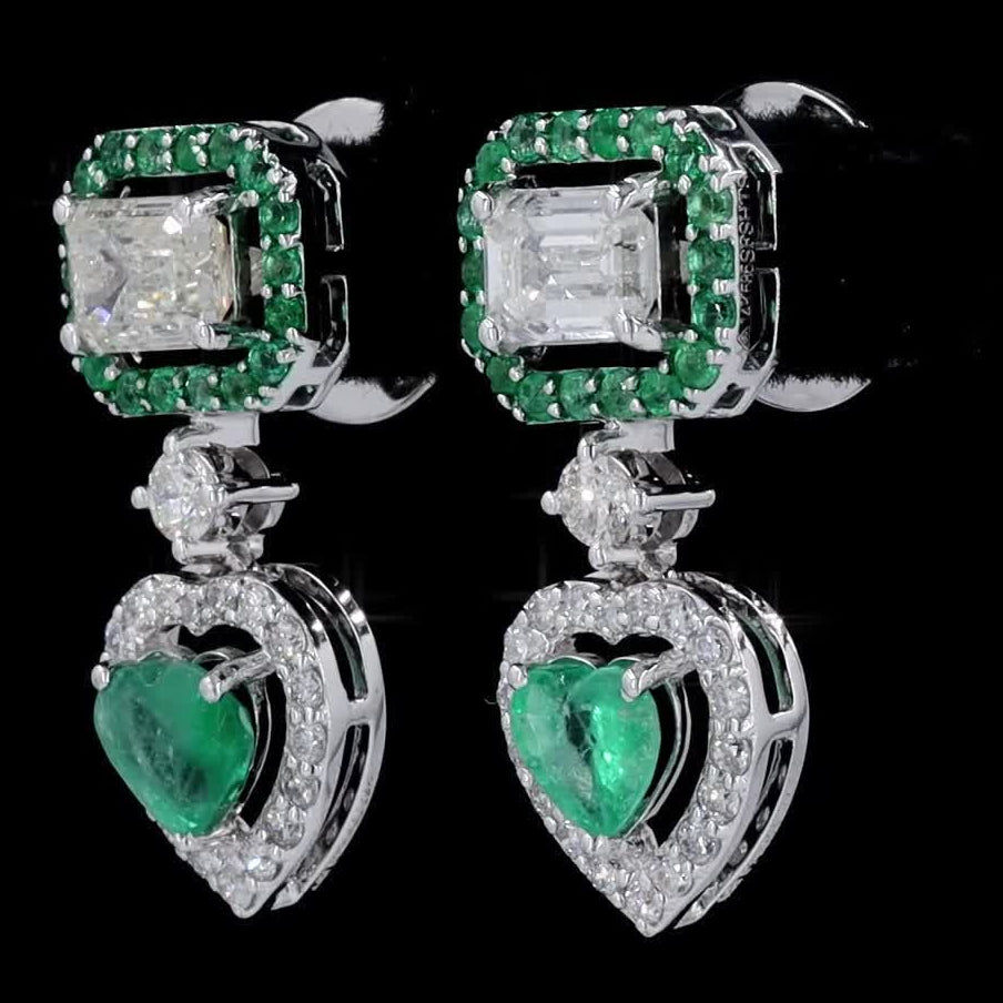 Emerald Heart Drop Earrings
