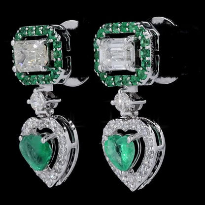 Emerald Heart Drop Earrings