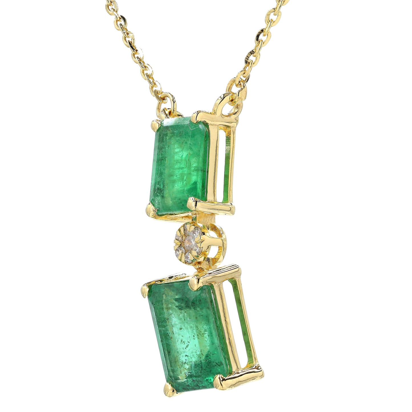 Emerald Drop Diamond Pendant Necklace