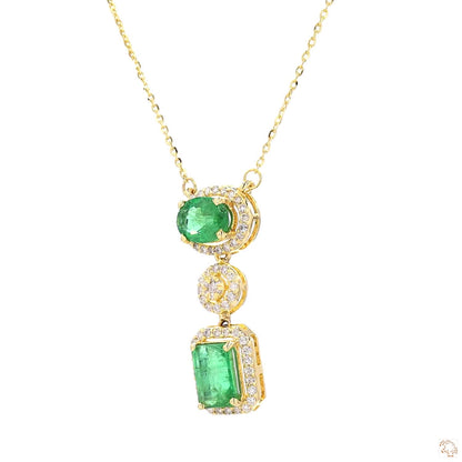 Emerald Drop Diamond Pendant Necklace