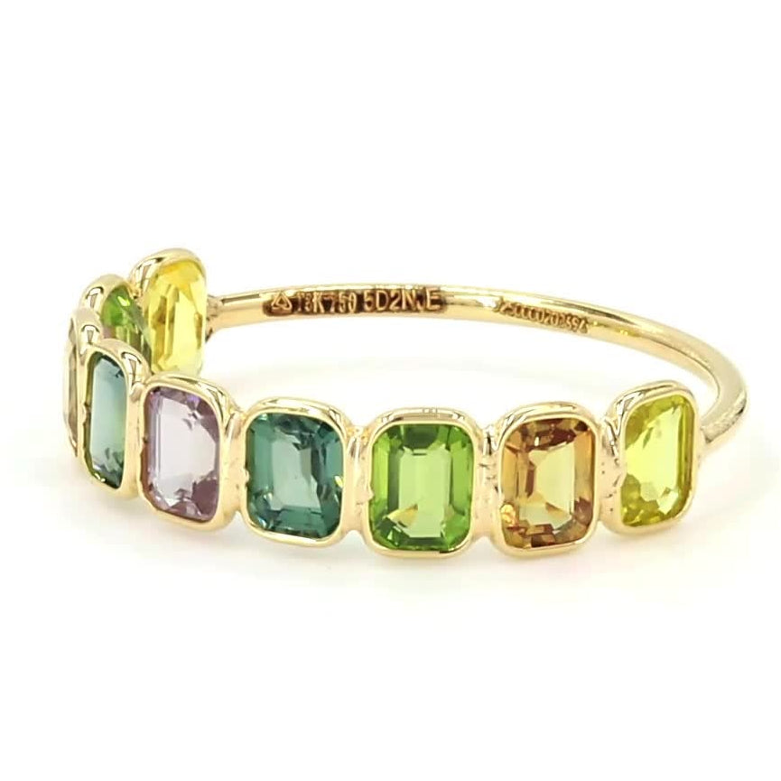 Multi Stone Emerald Cut Gemstone Ring