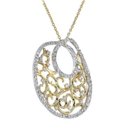 Filigree Circle Natural Diamond Pendant Necklace