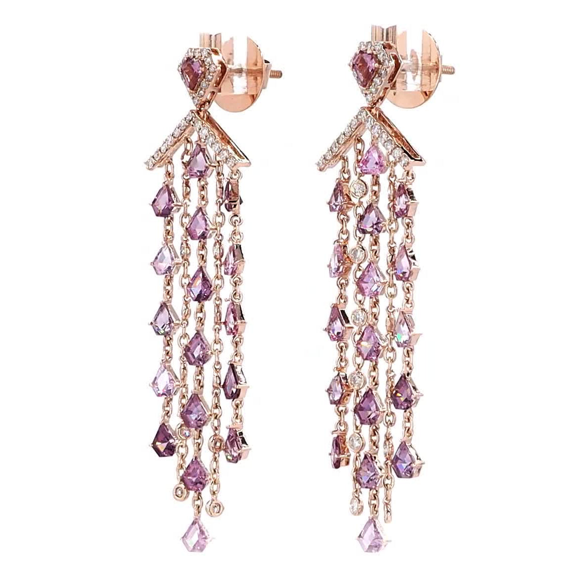 Spinel Diamond Tassel Earrings