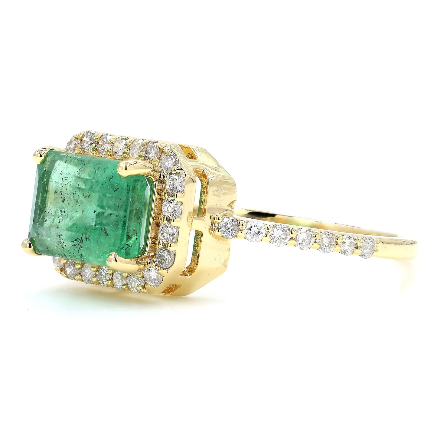 Emerald Cut Emerald Halo Ring