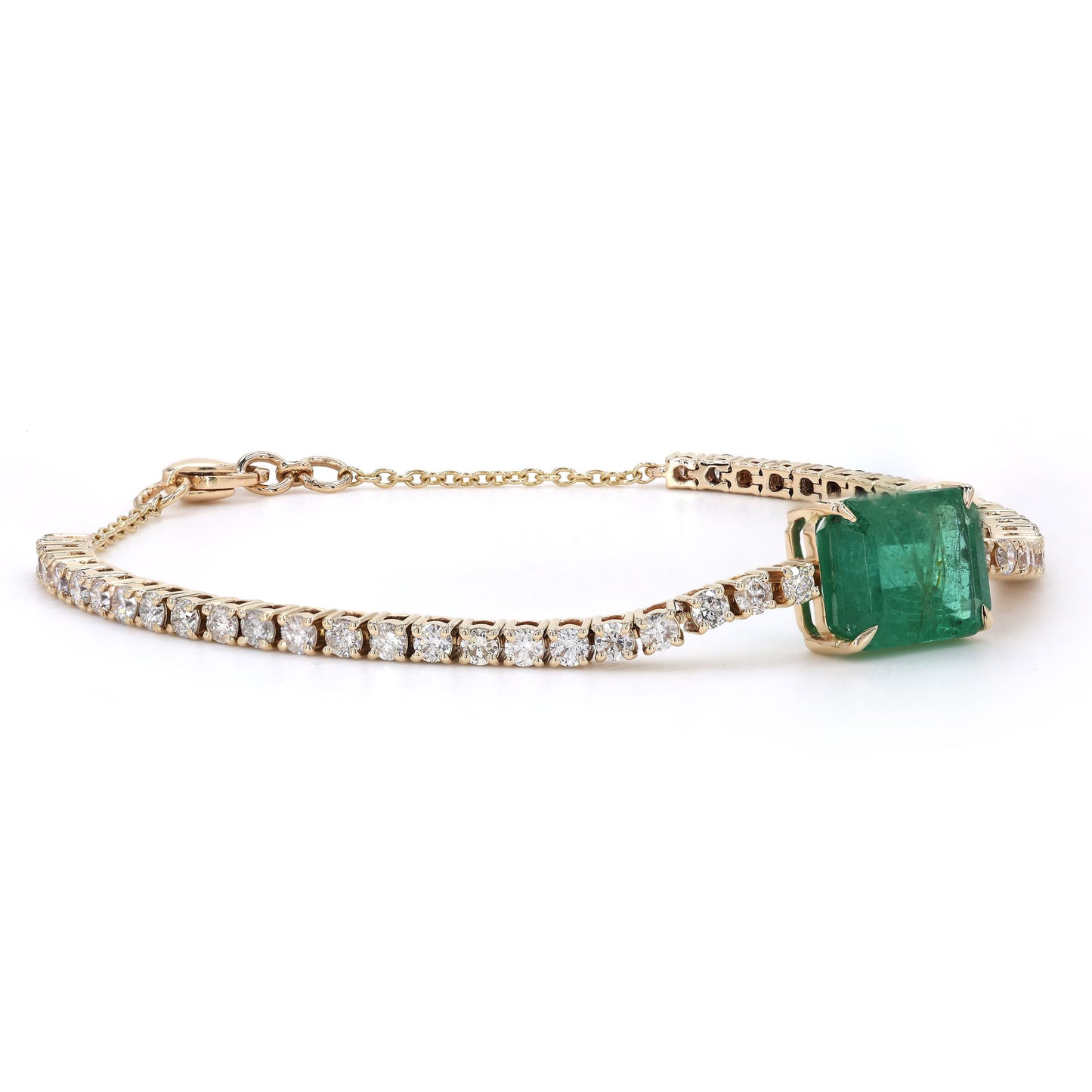 Emerald Diamond Tennis Chain Bracelet