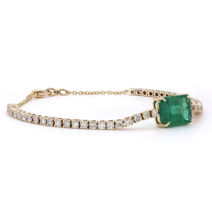 Emerald Diamond Tennis Chain Bracelet