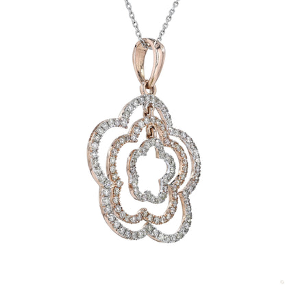 Layered Floral Diamond Pendant Necklace