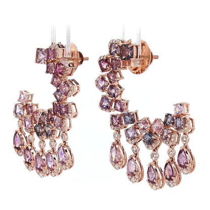 Pink Spinel Diamond Drop Earrings