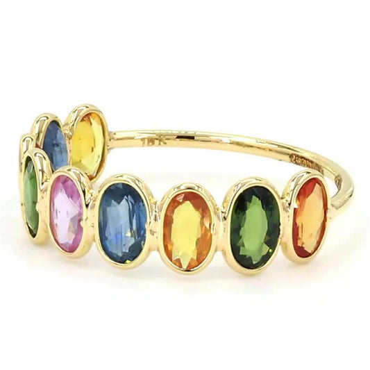 Multi Stone Emerald Cut Sapphire Gemstone Ring