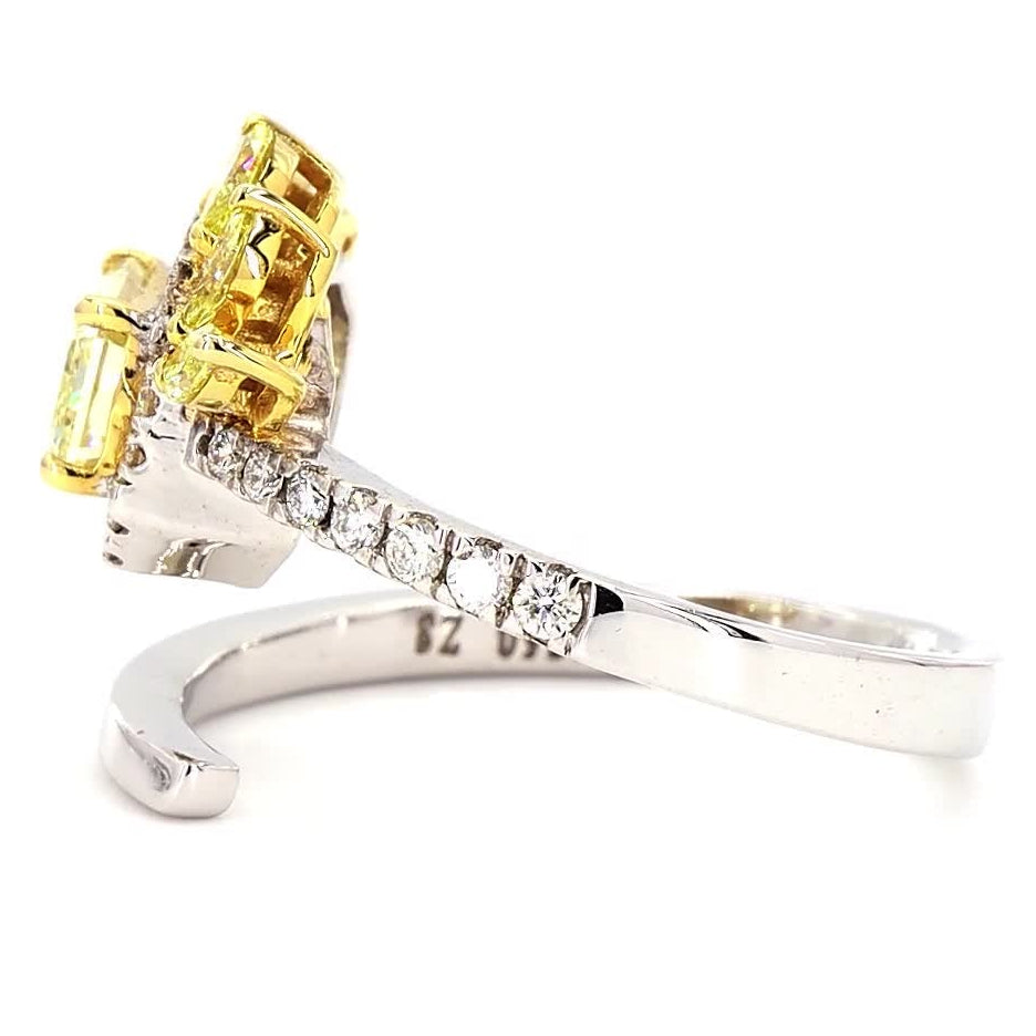 Yellow Natural Diamond Floral Halo Wrap Ring