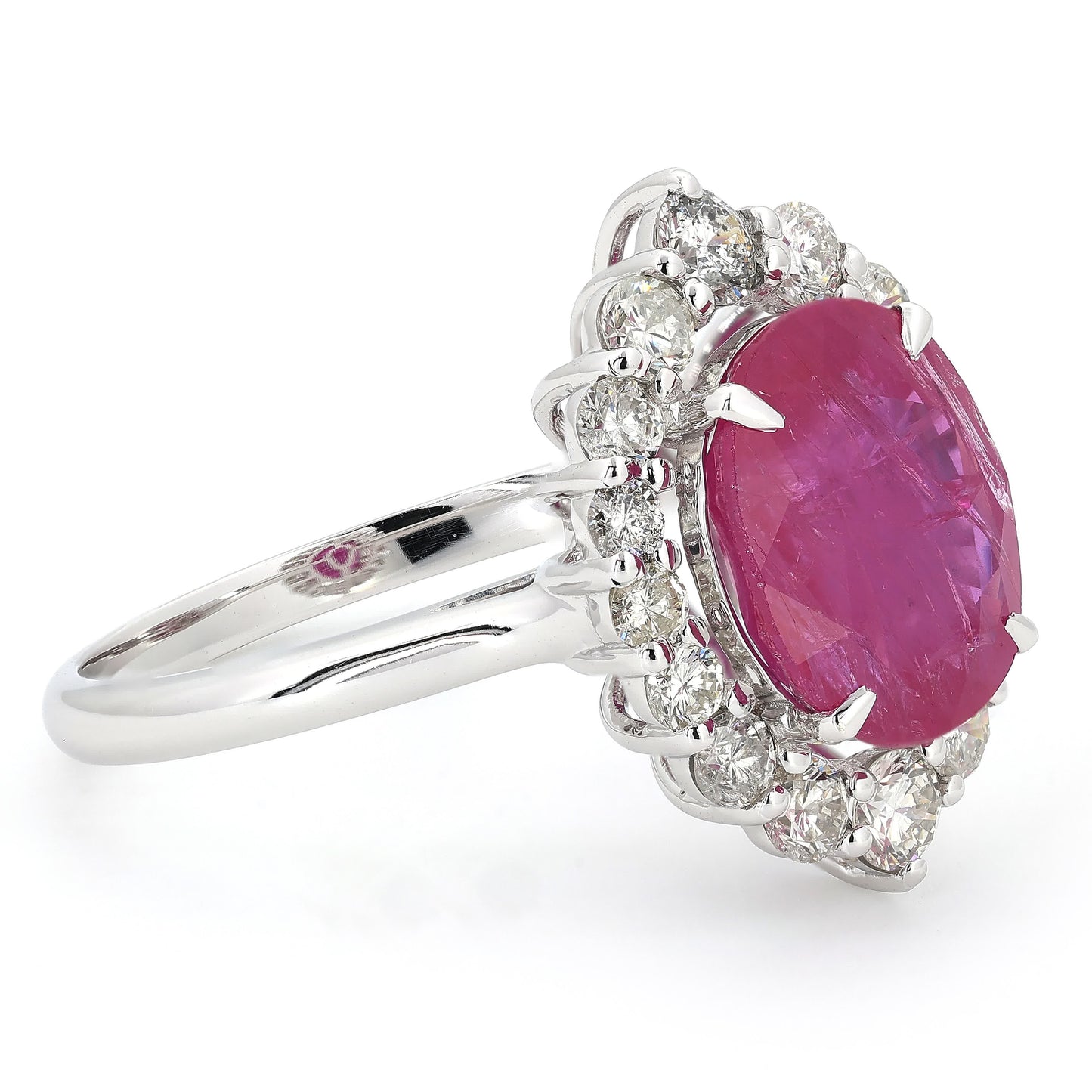 Natural Ruby Oval Halo Diamond Ring