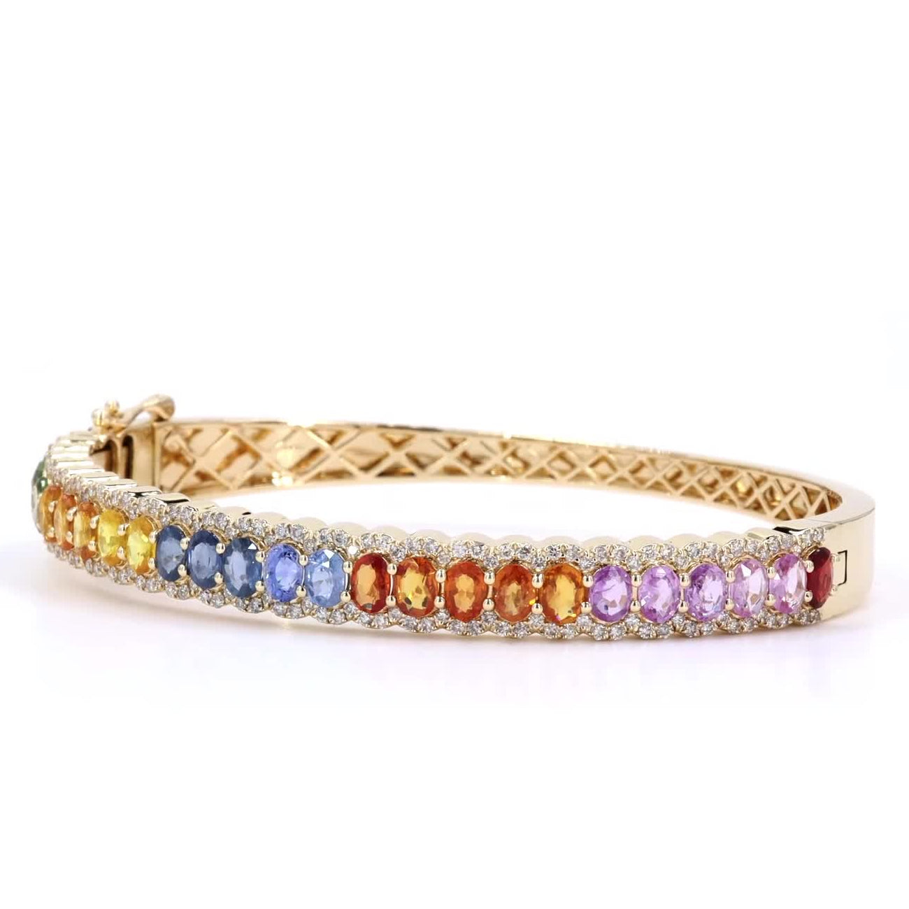 Rainbow Sapphire Diamond Bangle