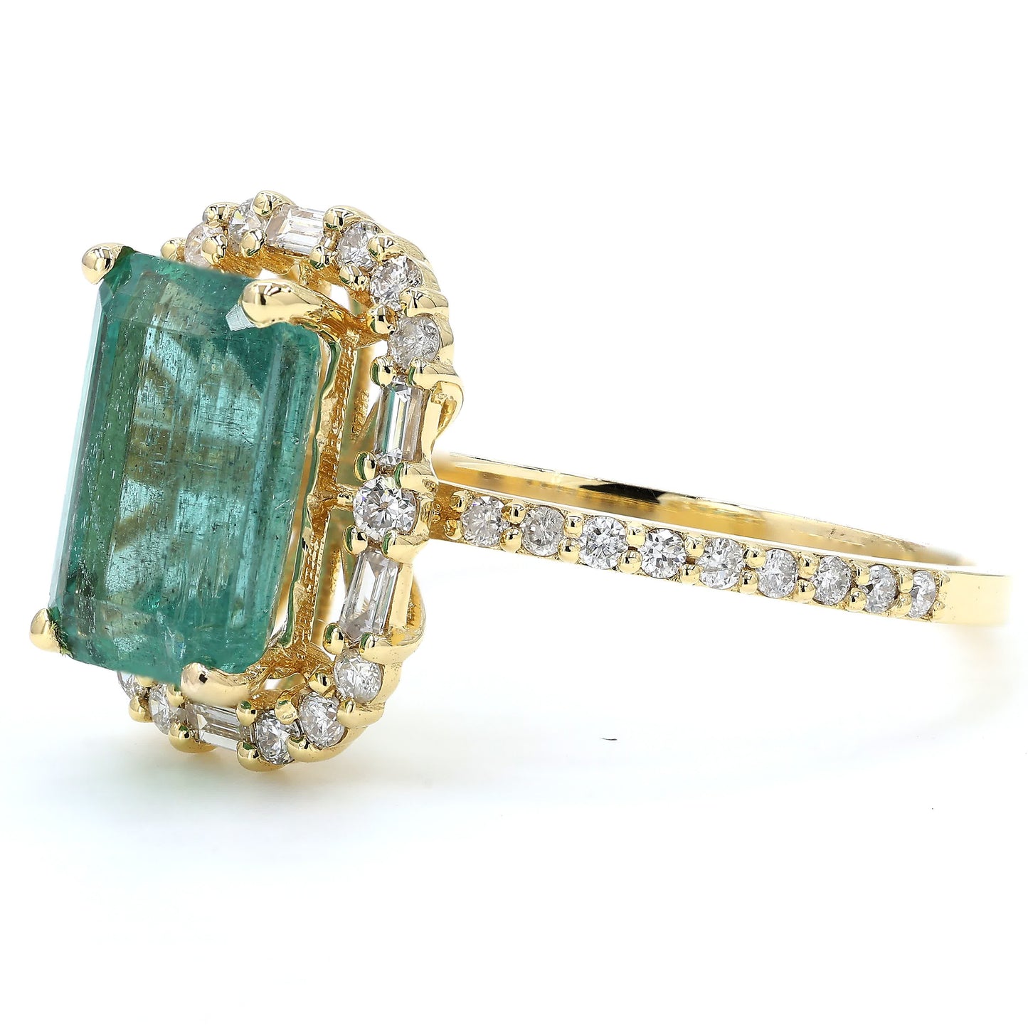 Natural Emerald Halo Diamond Ring