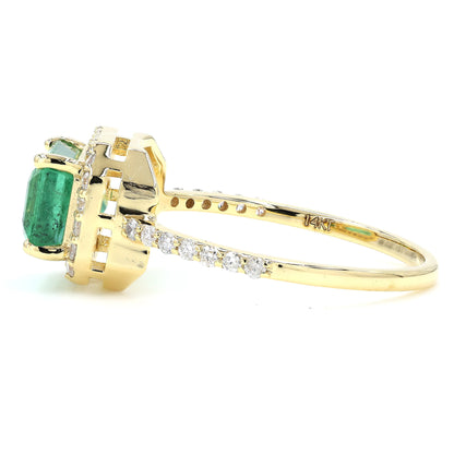 Emerald Cut Emerald Halo Ring