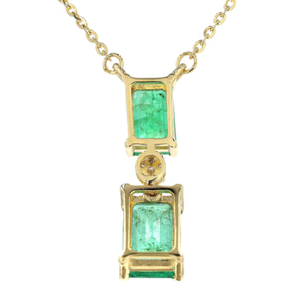 Emerald Drop Diamond Pendant Necklace