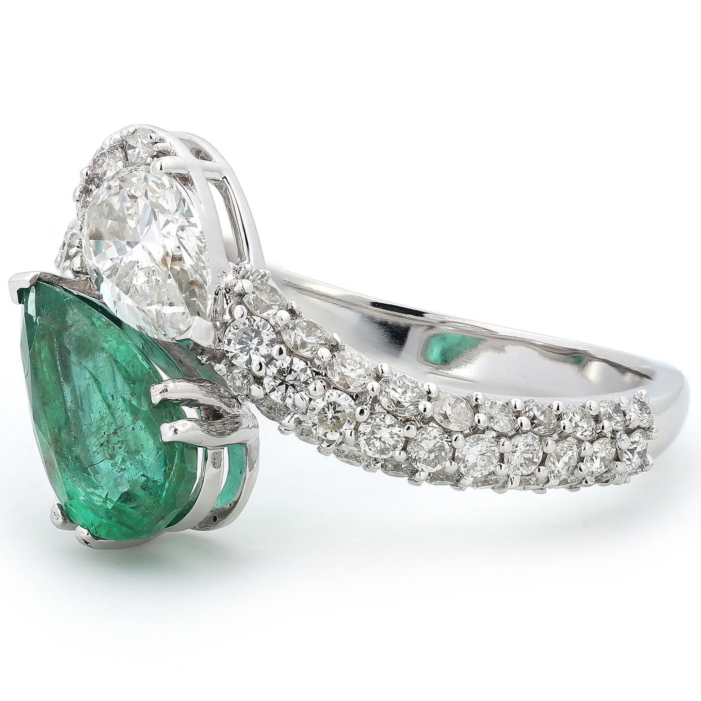 Emerald Natural Diamond Bypass Ring