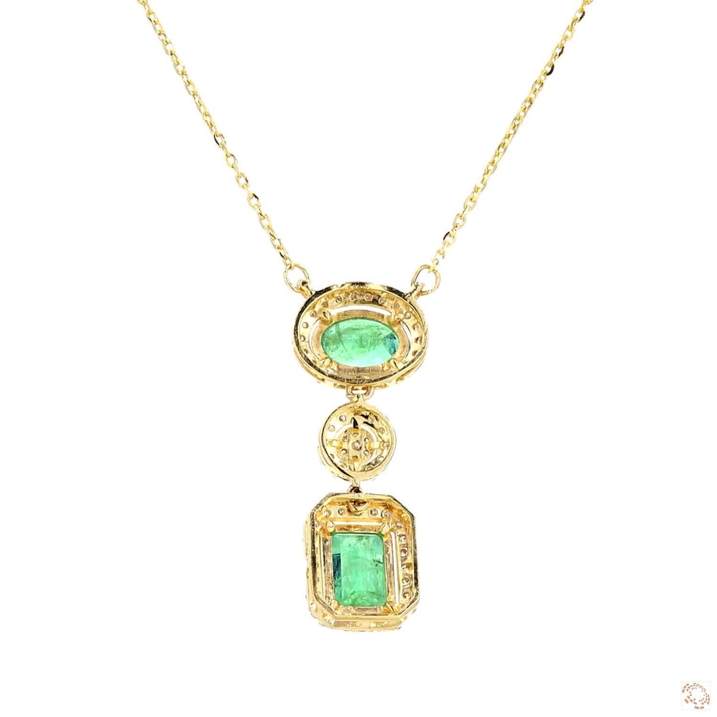 Emerald Drop Diamond Pendant Necklace