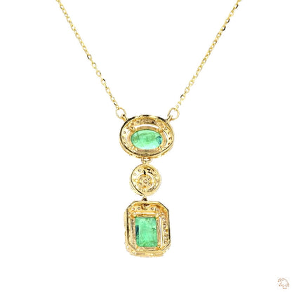 Emerald Drop Diamond Pendant Necklace