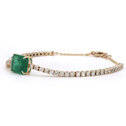Emerald Diamond Tennis Chain Bracelet